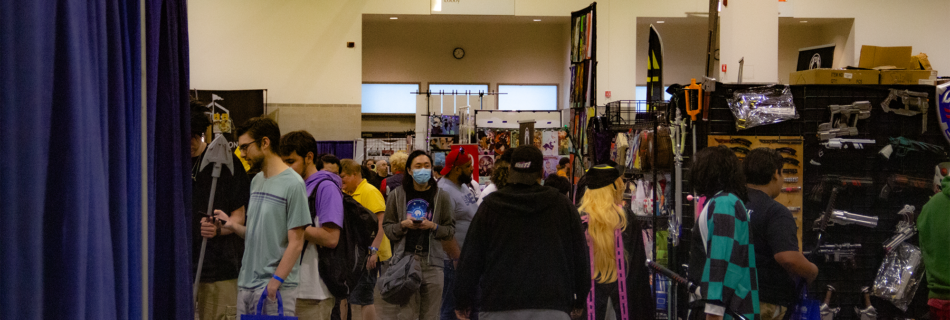 A shot of a large crowd of people at the Rhode Island Anime Con 2023.